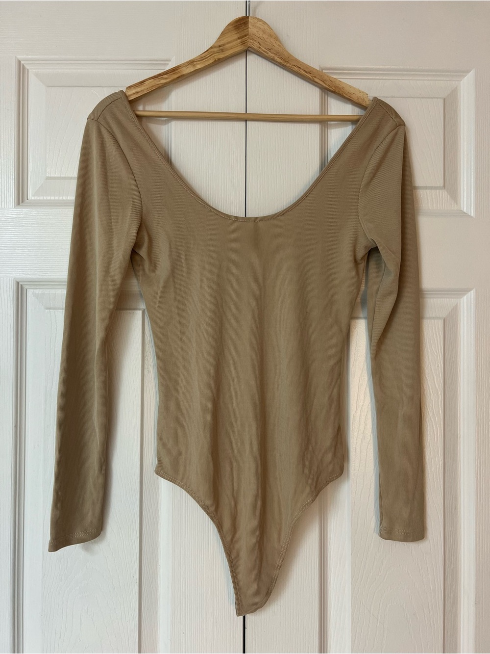 Dress Forum Long Sleeve Scoop Neck Bodysuit - Taupe